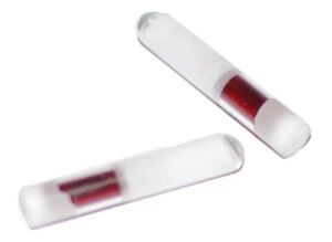 Two Mechanical ShockWatch Tubes, With A Red Colour Indicating Liquid